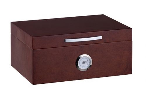 Humidor 50 szivar részére, cédrusfa szivar doboz, kristályos párásítóval, hygrométerrel - barna