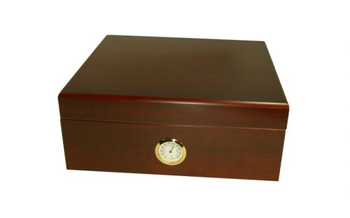 Humidor 40 szál szivar részére, cédrusfa szivar doboz, párásítóval, külső hygrométerrel - vöröses barna, Angelo