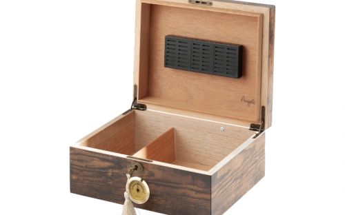 Antik Humidor 50 szál szivar részére, cédrusfa szivar doboz, párásítóval, hygrométerrel