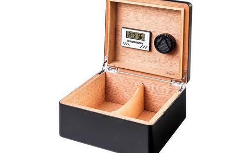 Humidor 50 szál szivar részére, spanyol cédrusfa szivar doboz, párásító, digitális hygrométer -