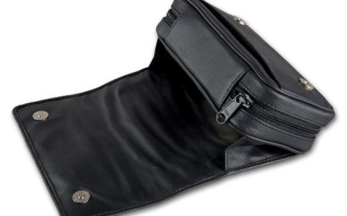 Pipatáska 2 pipának - fekete bőr (18,5x6x9,5cm)