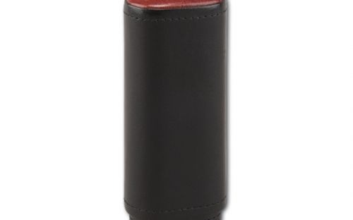 Szivartok - 2 szivar részére, teleszkópos, fekete bőr (120x42x21mm)