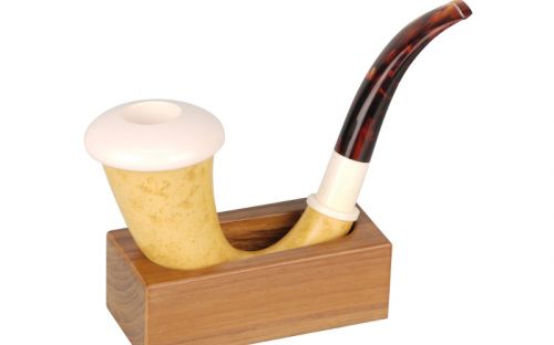 Teakfa pipatartó 1 Calabash pipa részére - szögletes