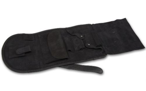 Pipatáska 2 pipának - fekete bőr, kihajtós (19x12cm)