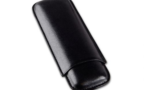 Szivartok - 2 szivar részére, fekete bőr (20x7,5cm)
