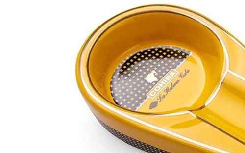 Szivar hamutartó 1 szivarnak - sárga kerámia, ovális