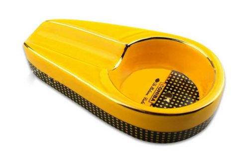 Szivar hamutartó 1 szivarnak - sárga kerámia, ovális