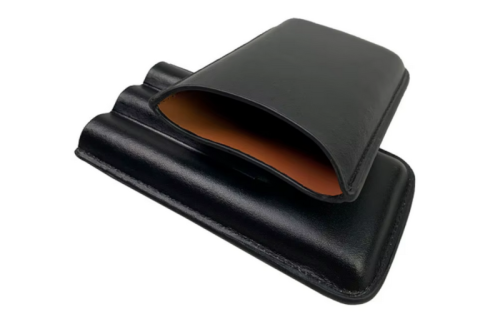 Szivartok - 3 szivar részére, fekete bőr, Robusto