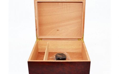 Humidor 50 szál szivar részére, szivartartó doboz, párásítóval, hygrometerrel - bordó, Achenty!