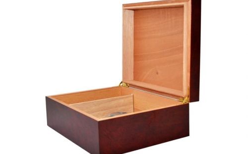 Humidor 50 szál szivar részére, szivartartó doboz, párásítóval, hygrometerrel - bordó, Achenty!