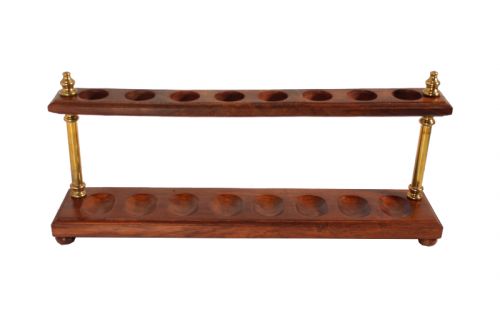 Szezámfa pipatartó állvány 8 pipa részére - réz szárakkal