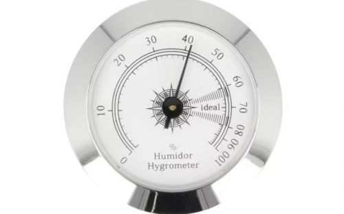 Humidor hygrométer - ezüst színű, fehér hátlappal (5cm)