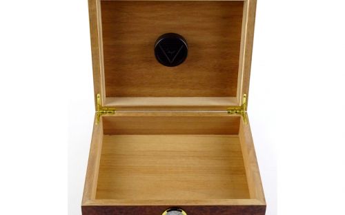 Humidor 30 szál szivarnak, cédrusfa szivar tároló doboz, külső hygrométerrel - gyökérmintás, barna színű, Angelo