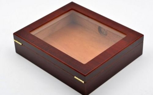 Humidor 30 szál szivar részére, cédrusfa szivar doboz, üvegtető, párásítóval, hygrométerrel - bordó, Angelo