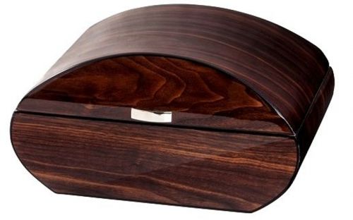 Humidor 50 szál szivar részére, cédrusfa szivar tároló doboz, párásítóval, digitális-hygrométerrel, barna, ívelt