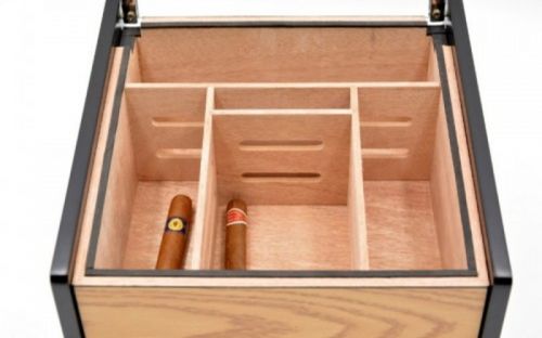 Hermoso humidor-Oak 80-100 szálas szivardoboz, cédrusfa szivartartó doboz, üvegtető, párásító - tölgyfa borítással