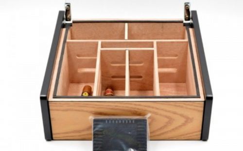 Hermoso humidor-Oak 80-100 szálas szivardoboz, cédrusfa szivartartó doboz, üvegtető, párásító - tölgyfa borítással