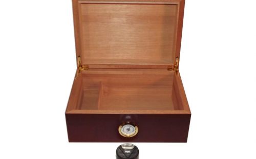 Humidor 50 szál szivar részére, cédrusfa szivar doboz, párásítóval, hygrométerrel - mahagóni, Angelo