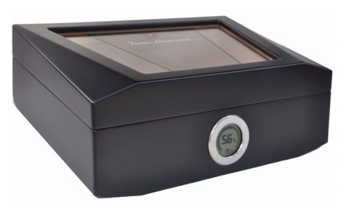 Humidor 80 szivar részére, üvegtetős, cedrusfa szivar doboz, párásítóval, külső hygrométerrel - Lamborghini Monte Carlo