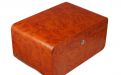 Humidor 80 szivar részére, cedrusfa, barna színű szivar doboz, párásítóval, hygrometerrel - lekerekített tetővel