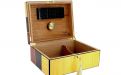 Humidor 50 szál szivar részére, lakkozott spanyol cédrusfa szivartartó doboz, kulccsal zárható, párásító és belső hygrometer - Cigarman