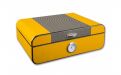 Humidor 30 szál szivar részére, szivartartó doboz, párásító, külső hygrométer - Carbon-bevonatos, sárga