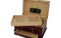 Humidor 80 szál szivar részére, spanyol cédrusfa szivartartó doboz, kulccsal zárható, párásító, hygrometer - Cherry