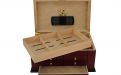 Humidor 80 szál szivar részére, spanyol cédrusfa szivartartó doboz, kulccsal zárható, párásító, hygrometer - Cherry