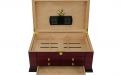 Humidor 80 szál szivar részére, spanyol cédrusfa szivartartó doboz, kulccsal zárható, párásító, hygrometer - Cherry