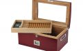 Gasztro humidor 80 szál szivar részére, üvegtetős spanyol cédrusfa szivartartó doboz, kulccsal zárható, párásító, hygrometer - Cherry