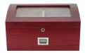 Gasztro humidor 80 szál szivar részére, üvegtetős spanyol cédrusfa szivartartó doboz, kulccsal zárható, párásító, hygrometer - Cherry