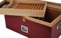 Gasztro humidor 80 szál szivar részére, üvegtetős spanyol cédrusfa szivartartó doboz, kulccsal zárható, párásító, hygrometer - Cherry