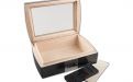 Humidor 50 szivar részére, carbon hatású, cedrusfa szivar doboz, üvegtetővel, digitális hygrometerrel - Passatore
