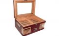 Humidor 80 szál szivar részére, cédrusfa szivar doboz, üvegtető, hygrométerrel és párásítóval - bordó, Angelo