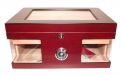 Humidor 80 szál szivar részére, cédrusfa szivar doboz, üvegtető, hygrométerrel és párásítóval - bordó, Angelo