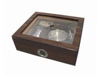 Humidor 30 szál szivarnak, cédrusfa szivartartó, üvegtetős, barna + AJÁNDÉK szett! - Pierre Cardin