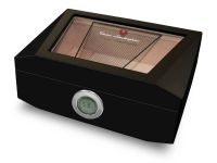 Humidor 80 szivar részére, üvegtetős, cedrusfa szivar doboz, párásítóval, külső hygrométerrel - Lamborghini Monte Carlo