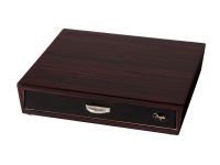 Humidor 30 szál szivar részére, bordó cédrusfa szivar doboz, fiókos, párásítóval, hygrométerrel
