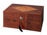Humidor 80 szivar részére, spanyol cedrusfa szivar doboz, párásítóval, digitális hygrometer - intarziás