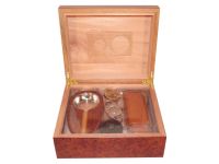 Humidor 40 szivar részére, gyökérmintás szivar tároló doboz, hygrométer, párásító + AJÁNDÉK szett!