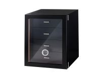 Humidor szekrény 80 szivar részére, 4 fókkal, külső higrométer, üveg ajtós - fekete, Angelo