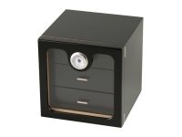 Humidor 80 szivar részére, matt fekete szivar tartó szekrény, hygrometer, üveg ajtó - Passatore
