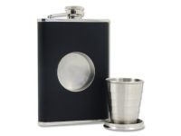 Flaska 240ml + rejtett kupica, bőr bevonattal