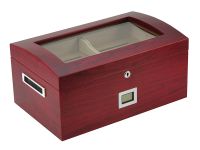 Gasztro humidor 80 szál szivar részére, üvegtetős spanyol cédrusfa szivartartó doboz, kulccsal zárható, párásító, hygrometer - Cherry