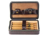 Utazó humidor 4 szál szivarhoz - bőr cédrusfa szivartartó doboz, krokodil (20x13cm)