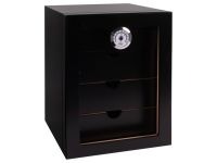 Humidor szekrény 80 szivar részére, 4 fiókkal, külső hygrometer, üveg ajtó - fekete