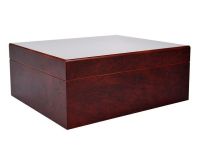 Humidor 50 szál szivar részére, szivartartó doboz, párásítóval, hygrometerrel - bordó, Achenty!