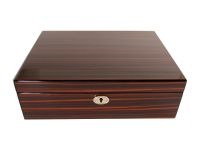 Humidor 40 szivar részére, TIKK-hatású, spanyol cédrusfa szivar tároló doboz, hygrométer, párásító