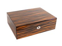 Humidor 40 szivar részére, spanyol cédrusfa szivar tároló doboz, hygrométer, párásító - Makassar-design