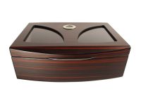 Humidor 50 szál szivar részére, spanyol cédrusfa szivar tároló doboz, párásítóval, digitális hygrométerrel - üvegtetős, barna-fekete